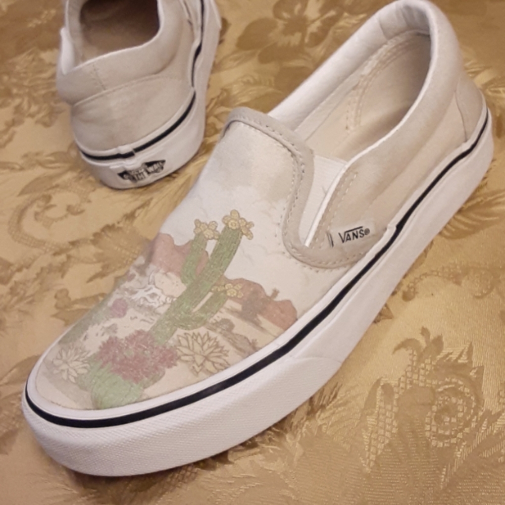 VANS Classic Slip-On Desert Vibes Oatmeal  True White Size 5.5 Women's 4.0 Men's